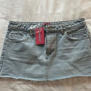 Edikted Light Blue Denim Mini Skirt